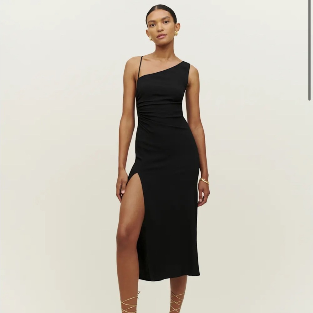 Reformation Elegant Black One Shoulder Dress - Picture 2 of 5